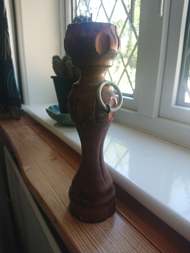 Carved wooden candle holder - wooden,