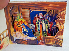 Vintage 3d Shepherd's Star Bethlehem Christmas 1940's Used Greeting Card (EB7137