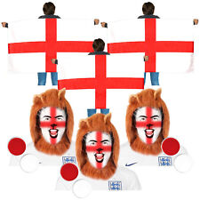 3 LIONS ENGLAND FANCY DRESS MENS FOOTBALL SUPPORTER COSTUME MANE FLAG CAPES