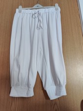 White Drawstrings Capri Pants - 16 UK XL - Solid Summer Casual Jogger