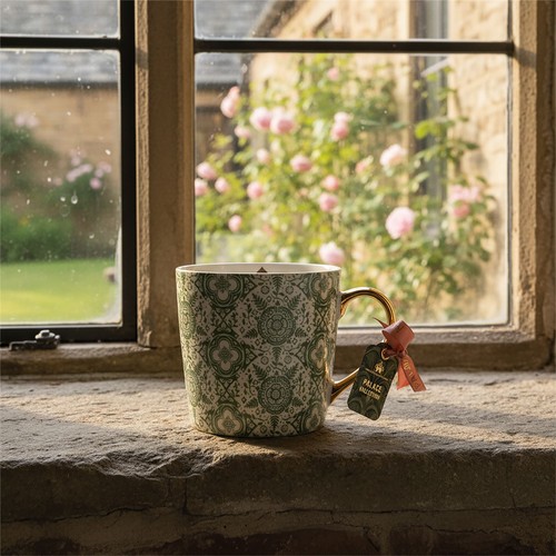 Tudor rose mug 330ml green - rose,