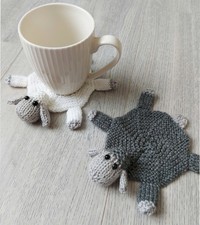 Knitting Pattern Sheep Coaster Easy Beginners Farm Animal Novelty Mug Mat 10cm
