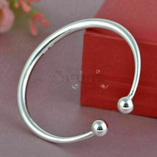 Torque Open Bangle Cuff Silver Plated Charm Bracelet 925 Sterling Silver Jewelry
