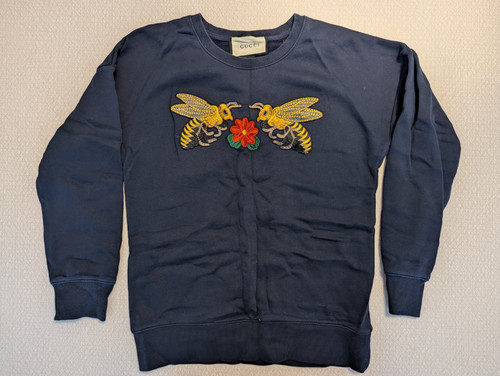 Gucci navy blue cotton bee - navy,