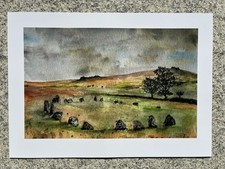 Dartmoor Stone Circle A4 Art Print From Original Watercolour Painting