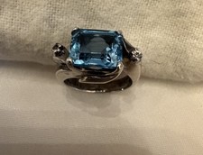Lovely Vintage Sterling/.925And Blue Topaz(?) Ring Size 5.5 -total weight 6.9g 