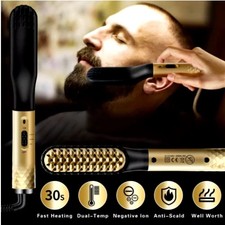 Beard Hair Straightener Electric Brush Straightening Comb Style Quick Heated Uk