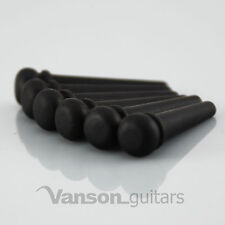 6 x VANSON High Quality Ebony Bridge Pins for acoustic guitars String Pegs Plain