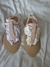 NEXT ladies sandals natutal Colour With Crystal Detail Size 6 Not worn 