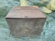 ANTIQUE GALVANIZED METAL STORAGE BIN WITH HINGED LID GRAIN FLOUR BAKERS