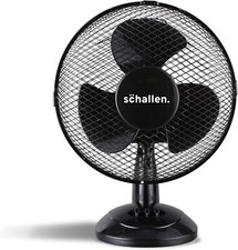 Schallen 9" Inch Small Oscillating 2 Speed Air Cooling Desk Work Top Fan - BLACK