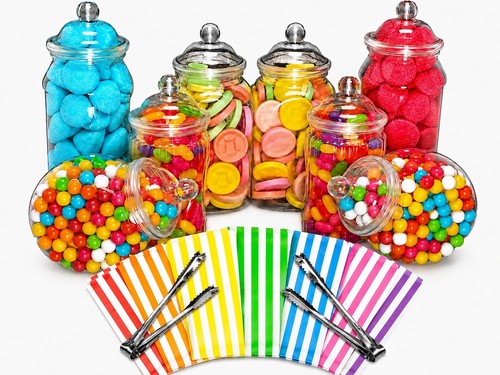 Assorted plastic sweet jars - assorted,