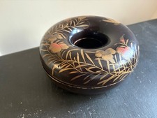 Rare Edo period Japanese lacquer rosary box (juzu bako), dragonfly and grasses