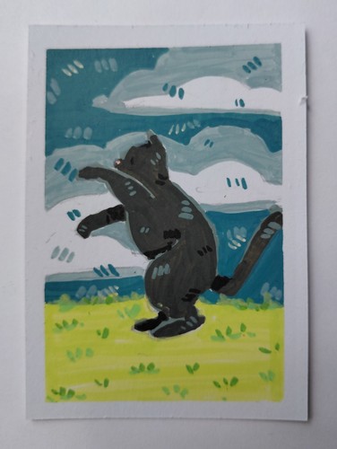 Aceo atc acrylic original hand - acrylic,