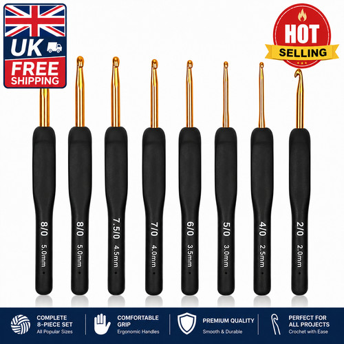 8pcs ergonomic crochet hooks - 8pcs,