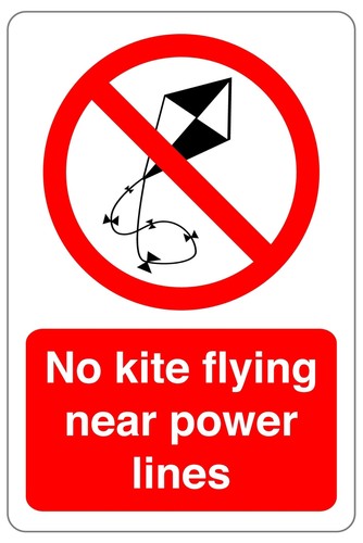 Kite flying near power - no,