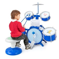 Toddler Jazz 5 Pieces Drum Set Kids Drum Kit w/ Cymbal Blue