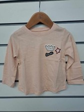 GIRLS NEXT PEACH LOVE & STARS EMBROIDED LONG SLEEVE TOP  12 - 18 MONTHS ( 607)