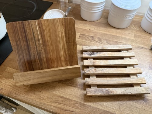 Wooden trivet and cook book - cook,