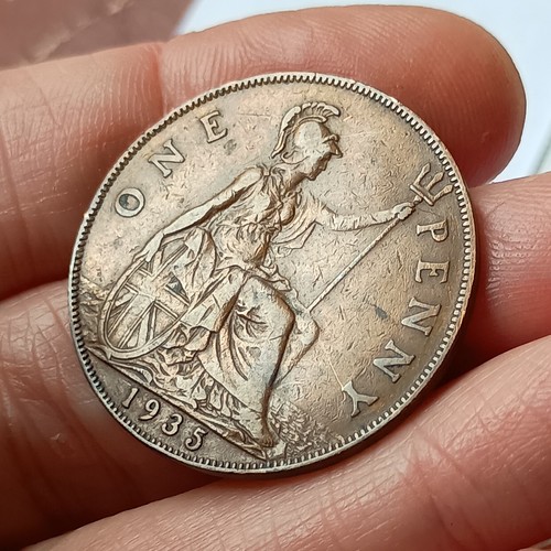 1935 one penny coin - one, king