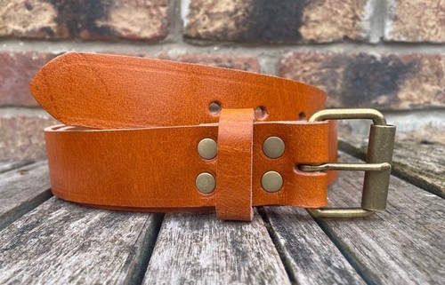 Tan buffalo plain leather - tan, belt