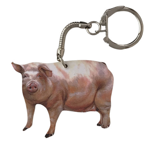 White pig keyring pigs - white,