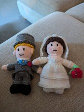 Hand Knitted Vintage Jean Greenhowe Scarecrow ( The Bride & Groom )