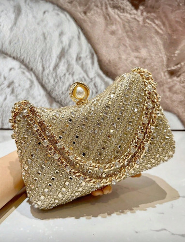 Luxury gold rhinestone evening - rhinestone,