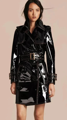 Women pvc trench coat rain - pvc,