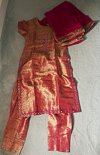 Ladies pink silk salwar - silk, kameez