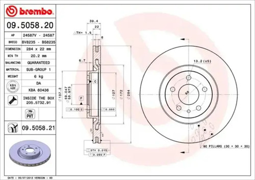 Brake disc internally - 2x,