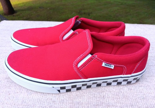Vans red checkerboard slip - red,