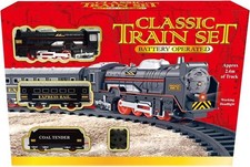 Classic Train Set Toy Headlight 2.4 Meter Track Battery Operated for Kids New