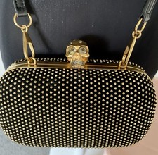 Alexander McQueen Skull Leather Box Clutch Bag Gold Studded