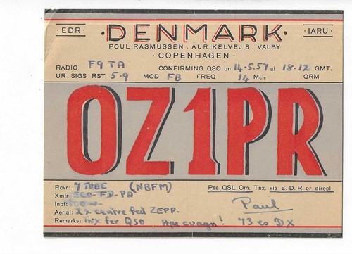 Qsl amateur radio card denmark - amateur,