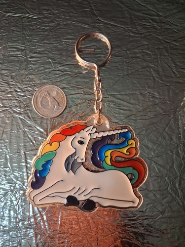 1980white unicorn keychain - unicorn,