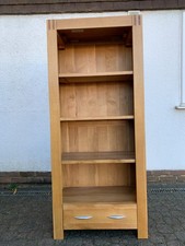 OAK FURNITURE LAND SOLID OAK BOOKCASE WITH 3 SHELVES AND A DRAWER. SOLID TIMBER.