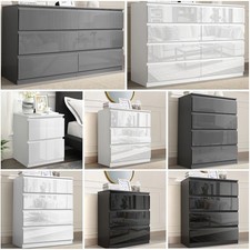 High Gloss Chest Of Drawers Tall Wide Storage Bedside Cabinet Bedroom Furniture