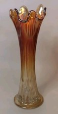 Marigold Thumb Print Carnival Glass Vase