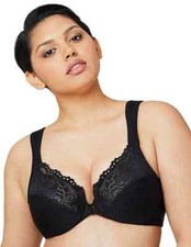 Glamorise #1245 Front-Closure Full Figure Plus Size Wonderwire Bra Black 38D