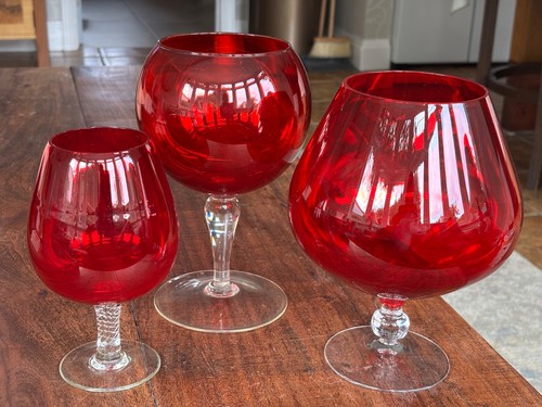 Three vintage cranberry glass - cranberry,
