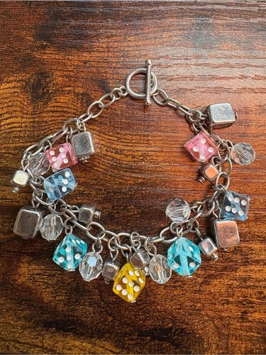 Silver charm bracelet with - charm,