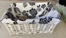 White Wicker Storage Gift Hamper Lined Basket Medium