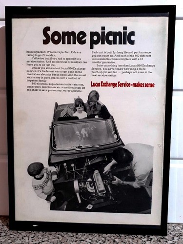 Framed original classic car - original, ad