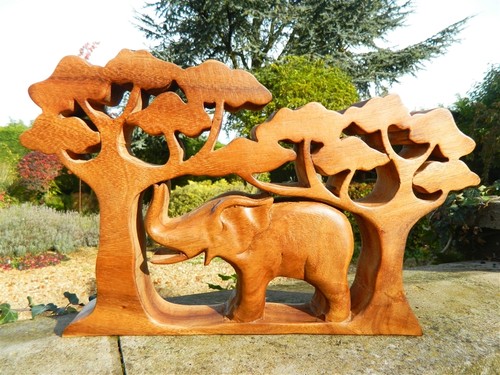 Wooden elephant carving - wooden,