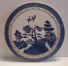 Vintage Booths Real Old Willow Gold Edge Brown Trellis Cake Plate Discontinued