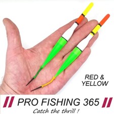 2 X Night Fishing LED Floats Bobbers Very Bright Red Yellow Batteries Included