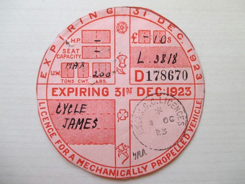 Tax disc old vintage - -, vehicle