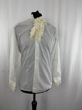 Mens Crestway Renaissance Lace Frill tuxedo Shirt White 38-40 in vtg  1970s