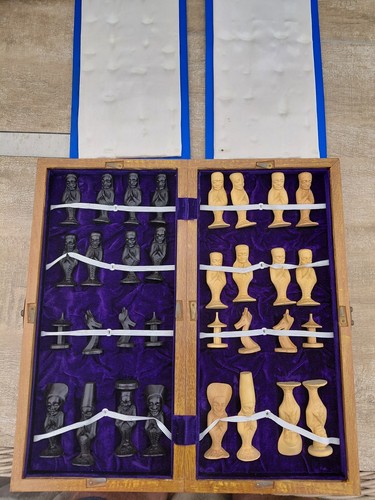 Hand carved wooden chess - wooden,